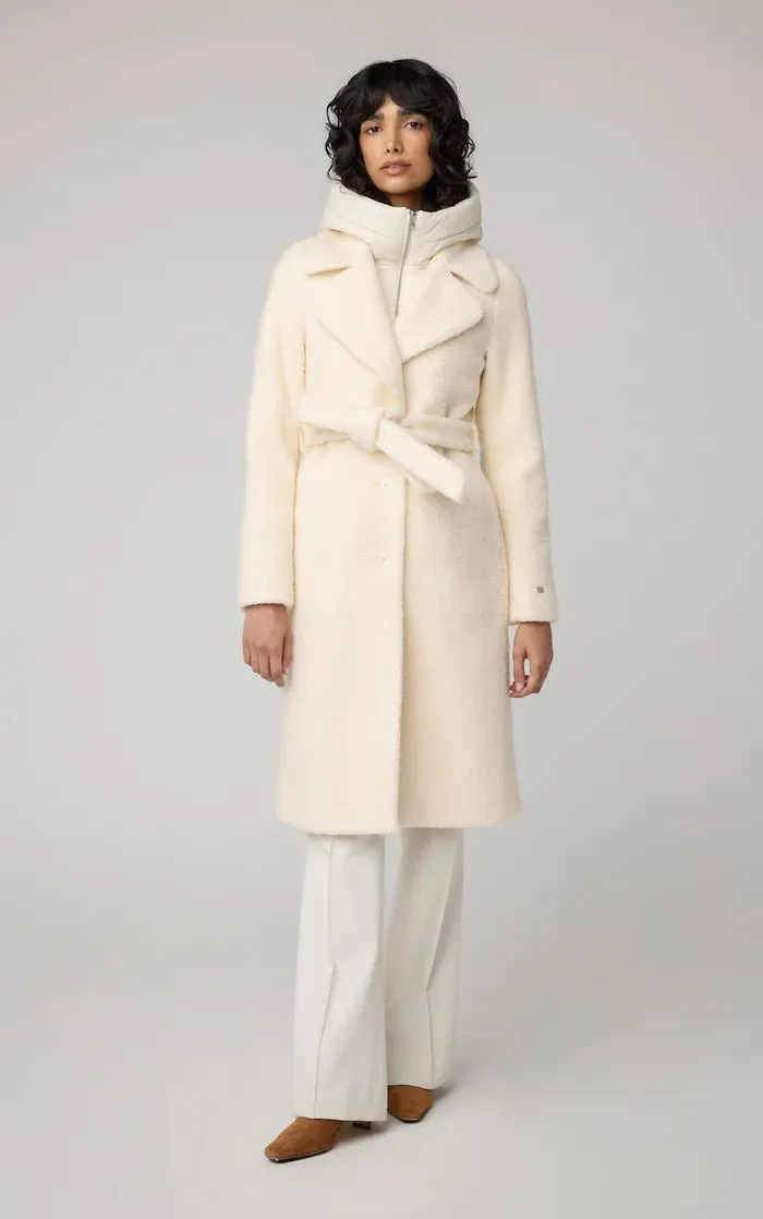 SOIA&KYO MONIQUE - Semi-Fitted Wool Blend Sherpa Coat With Bib & Hood