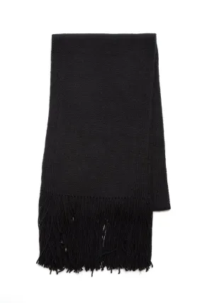 Staffordshire Knit Fringe Scarf in Black Cashmere