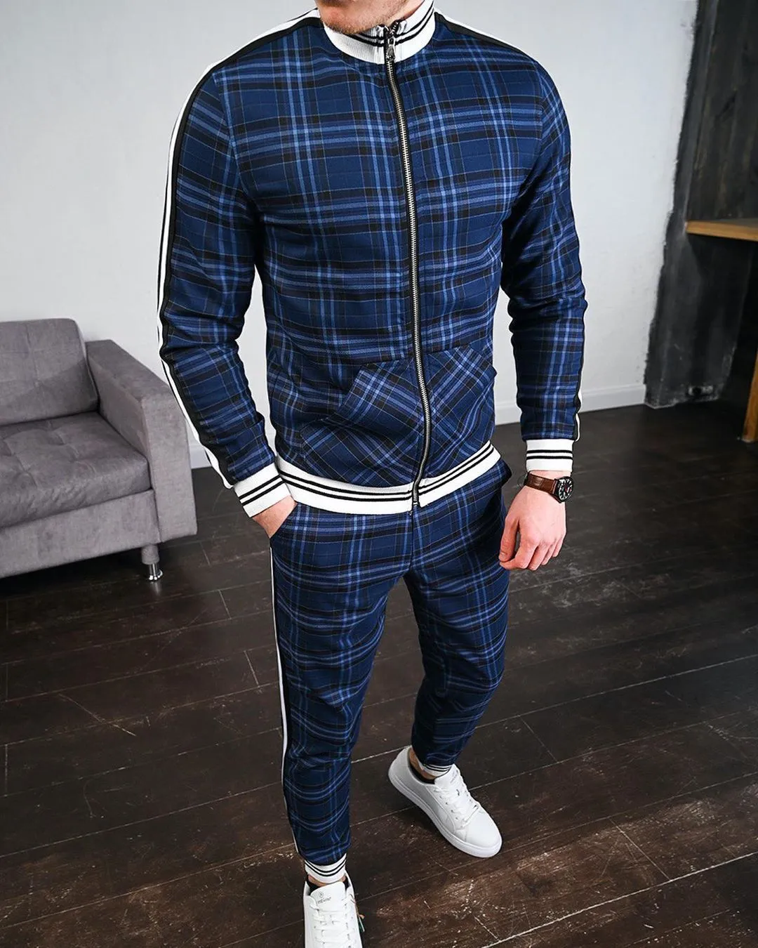 Stylish Guardsmen Matching Plaid Set Track Suits