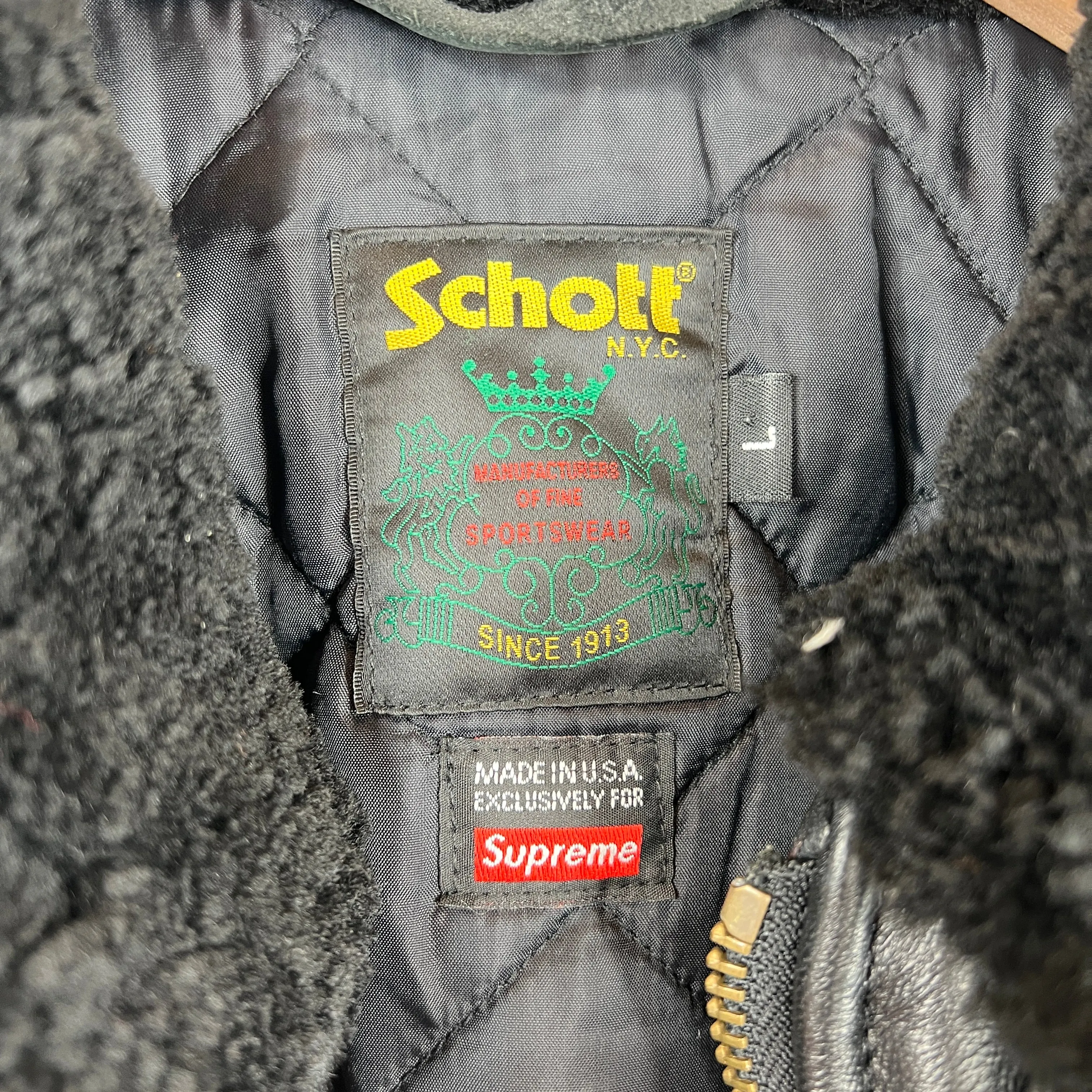 Supreme Schott Shearling Collar Leather Jacket