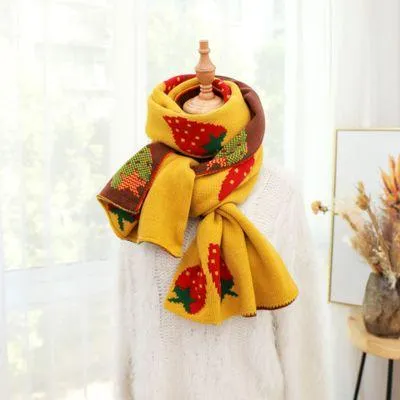 'Sweet Strawberries' Oversized Knit Scarf