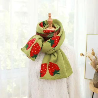 'Sweet Strawberries' Oversized Knit Scarf