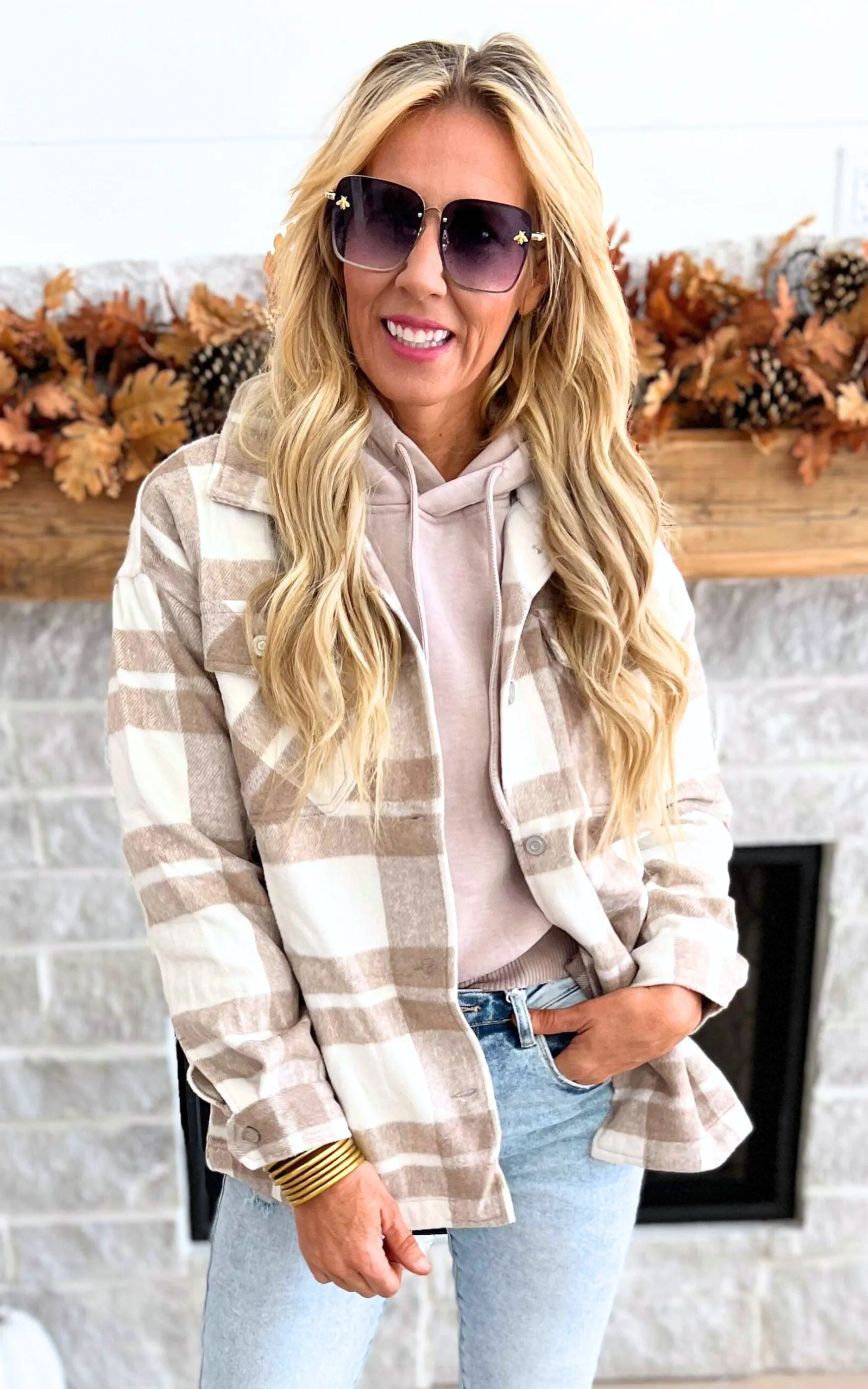 Taupe Plaid Shacket - Final Sale