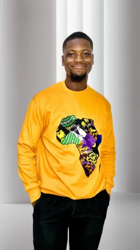 The Brume Map Of Africa Sweatshirt Jumper in Mustard Yellow