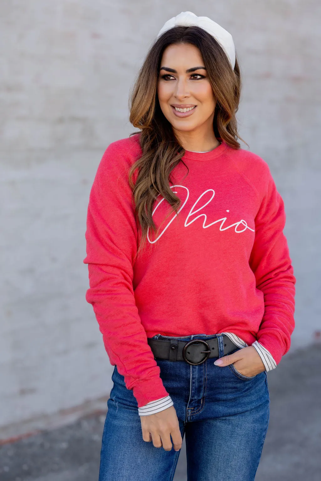 Thin Cursive Ohio Graphic Crewneck