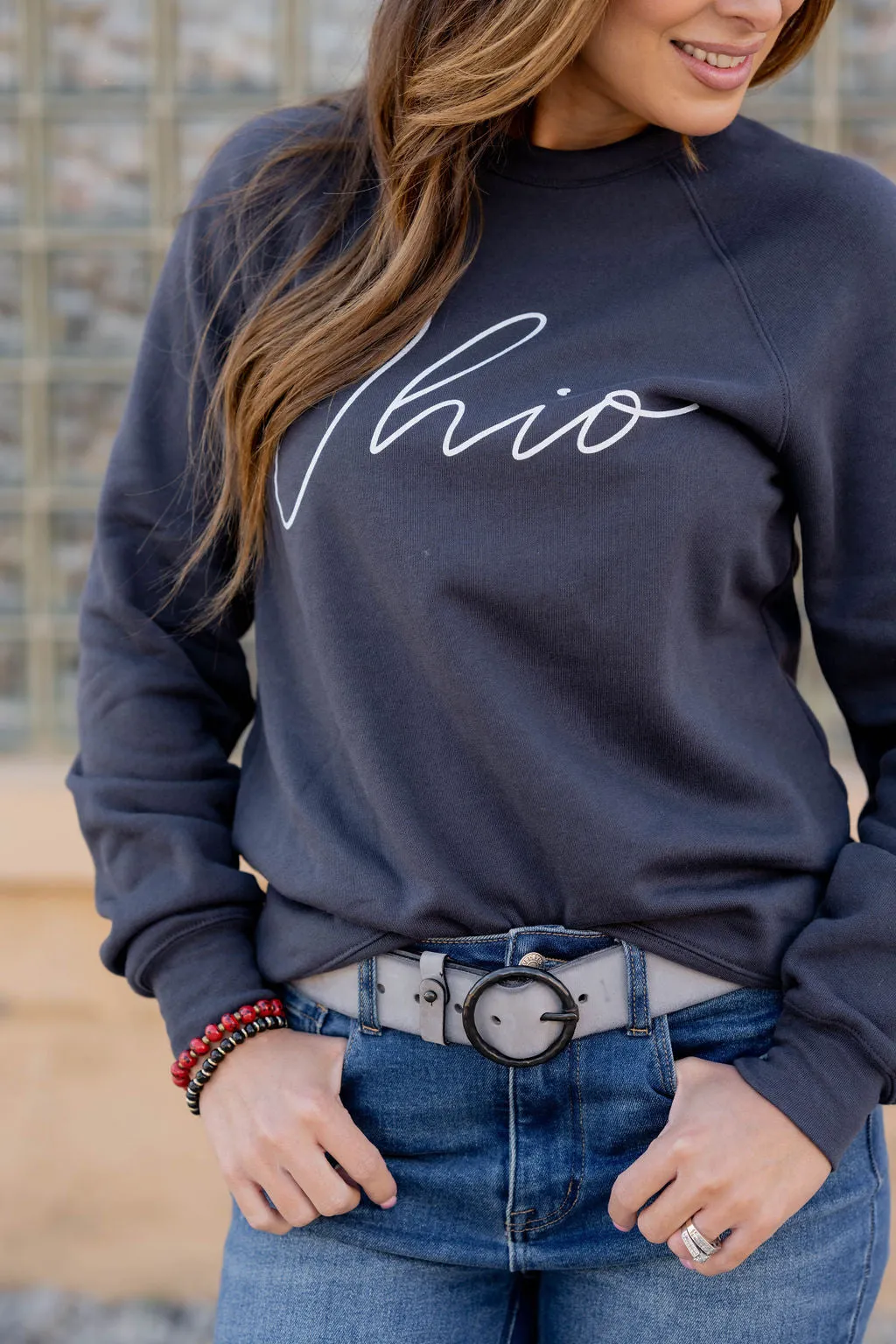 Thin Cursive Ohio Graphic Crewneck