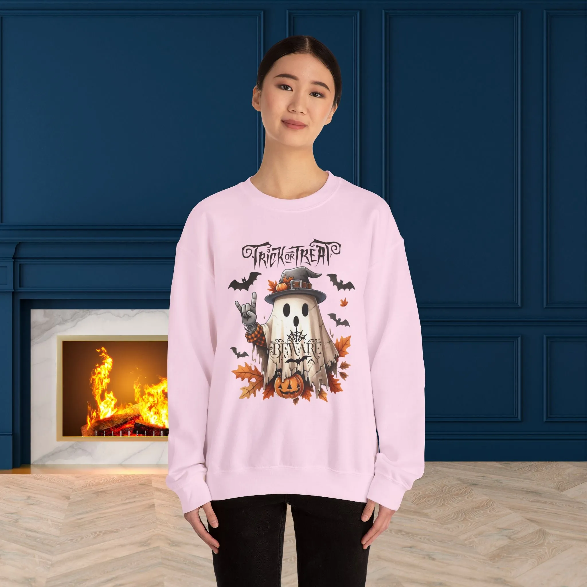 Trick Or Treat Halloween Sweatshirt, Happy Halloween Sweatshirt - Unisex Heavy Blend Crewneck, Halloween Sweatshirt, Cute Spooky Ghost sweatshirt.