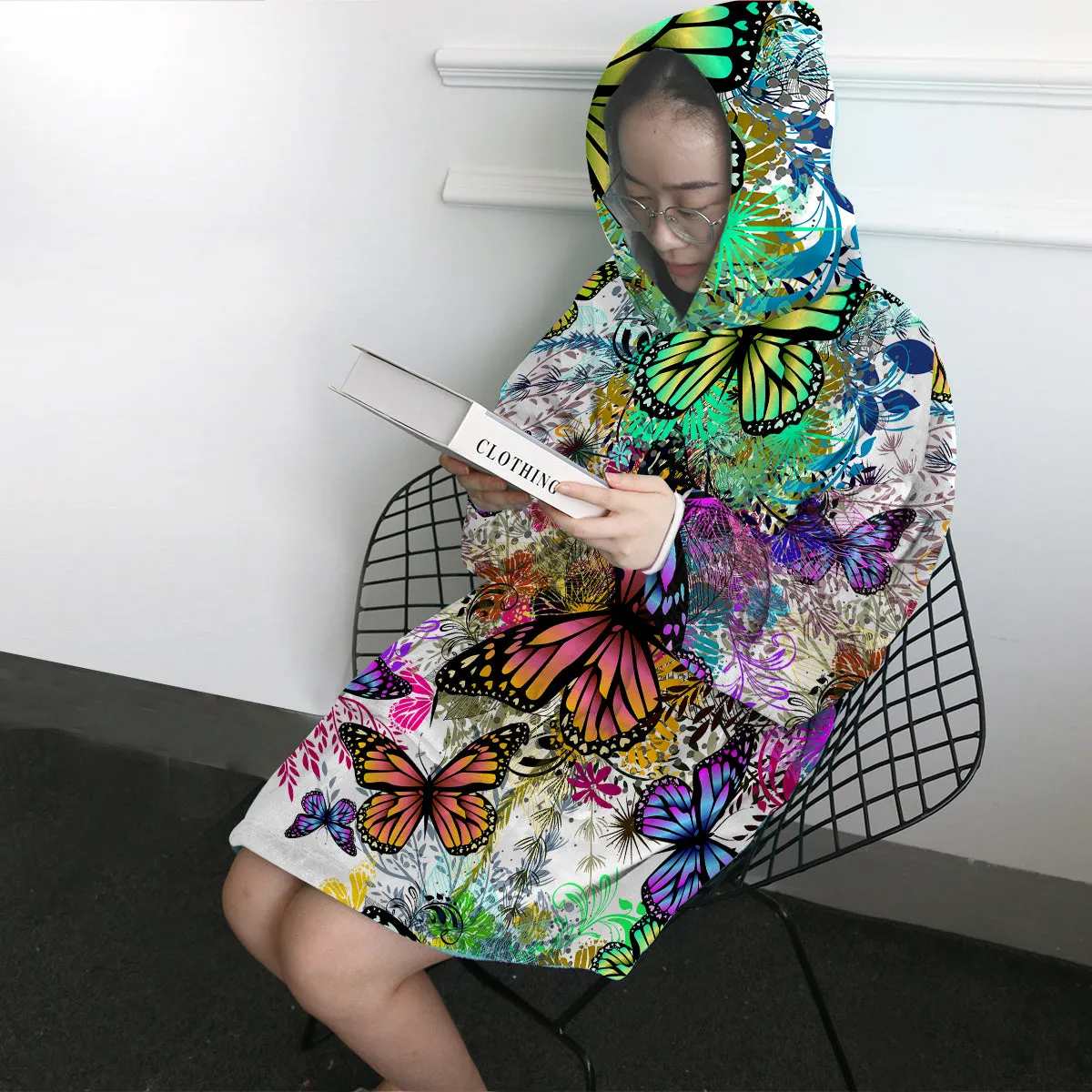 Tropical Butterflies Wearable Blanket Hoodie