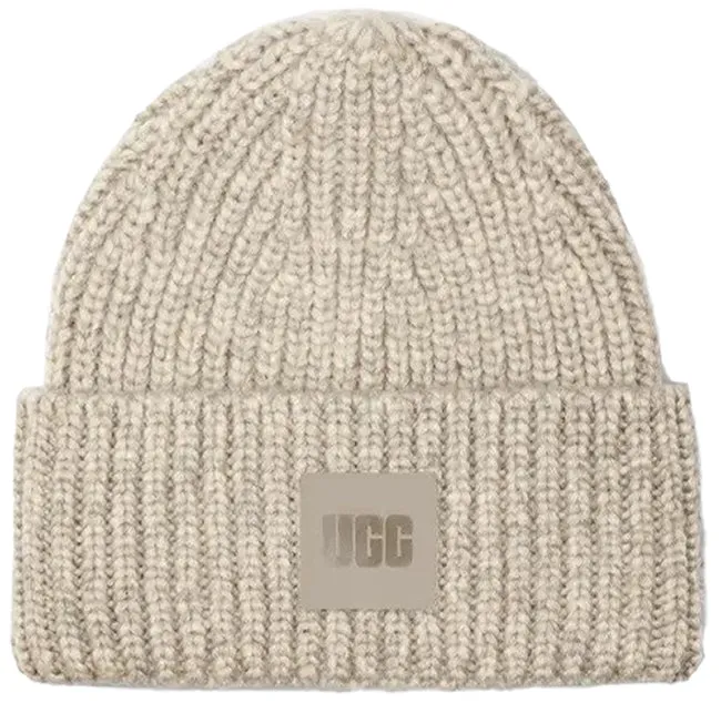 Ugg Boots Accessories Chunky Rib Knit Pom Beanie Light Grey