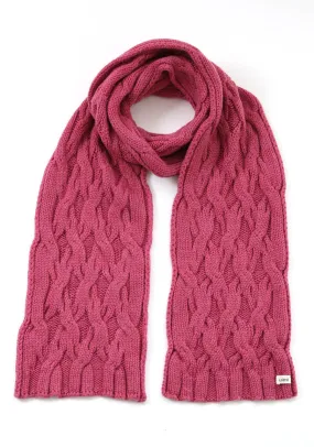 Uimi Mabel Merino Wool Cable Scarf Raspberry