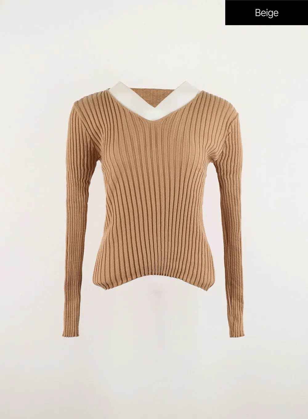 V-Neck Wool Rib Sweater OD315