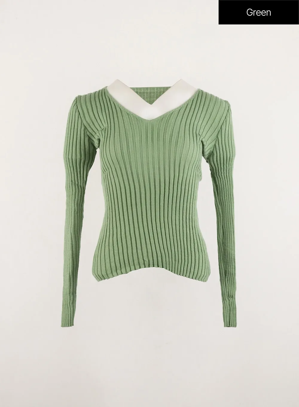 V-Neck Wool Rib Sweater OD315