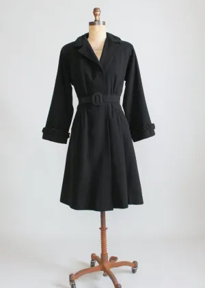 Vintage Early 1940s Black Wool Princess Coat