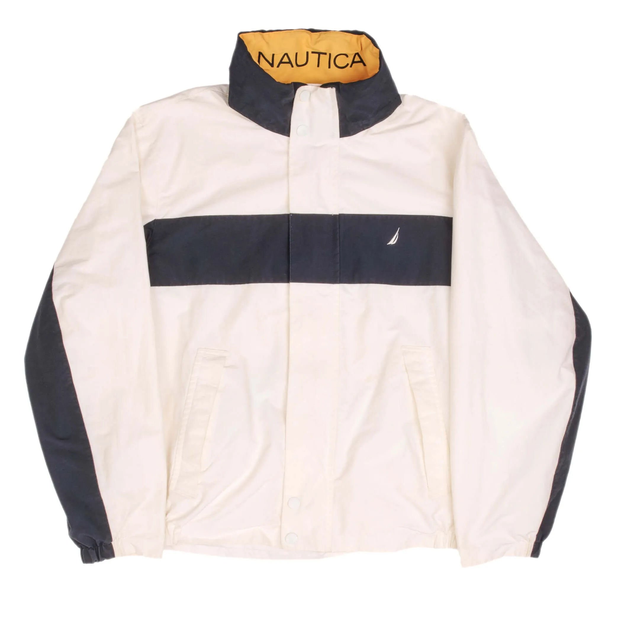 VINTAGE NAUTICA WHITE REVERSIBLE WINDBREAKER JACKET 1990S SIZE XL