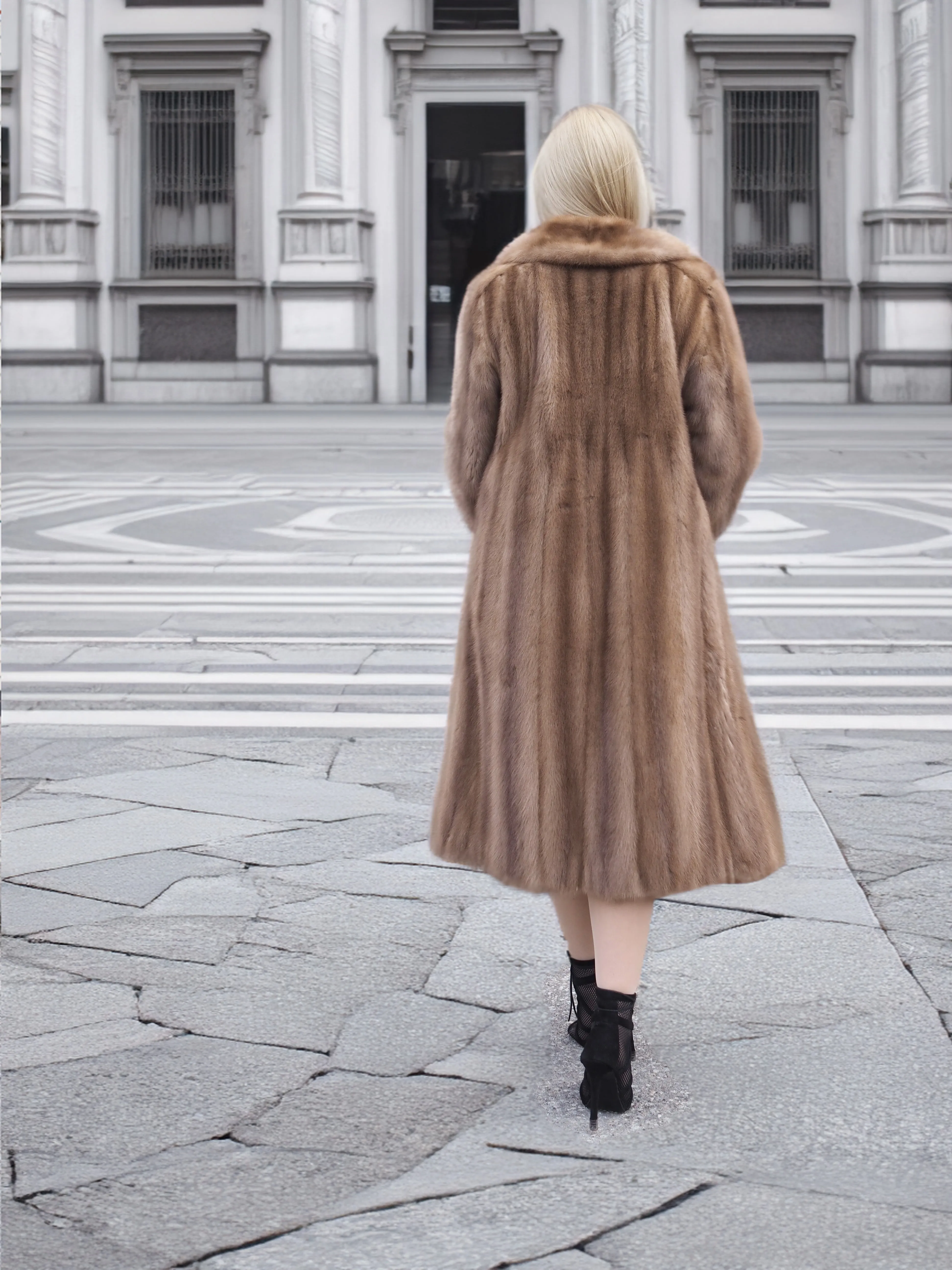 Vintage Pastel Canadian Brown Mink Fur Coat S