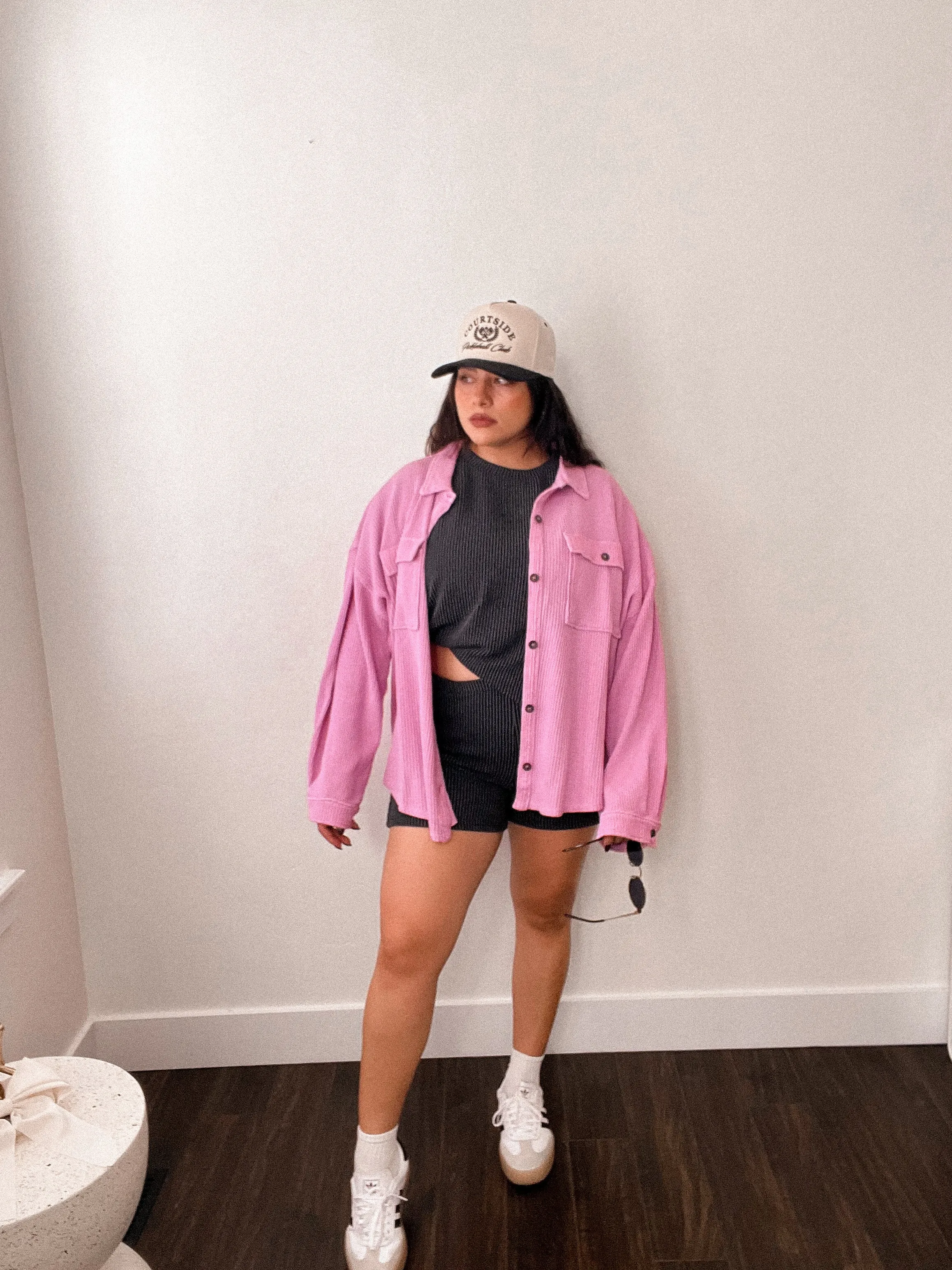 Waffle oversized shacket