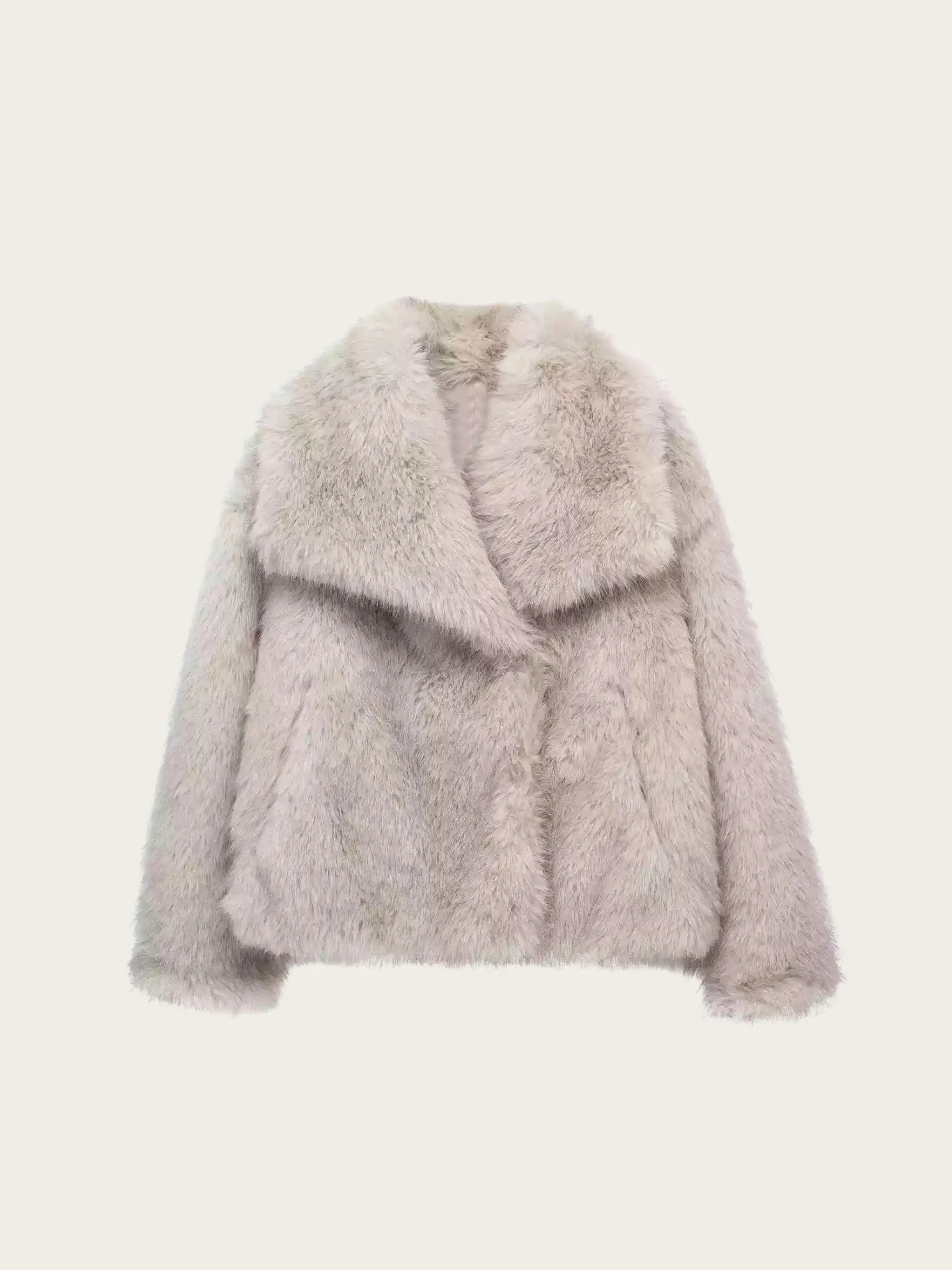 Wenkouban-Winter Outfits Christmas Asuna Faux Fur Jacket in Light Grey