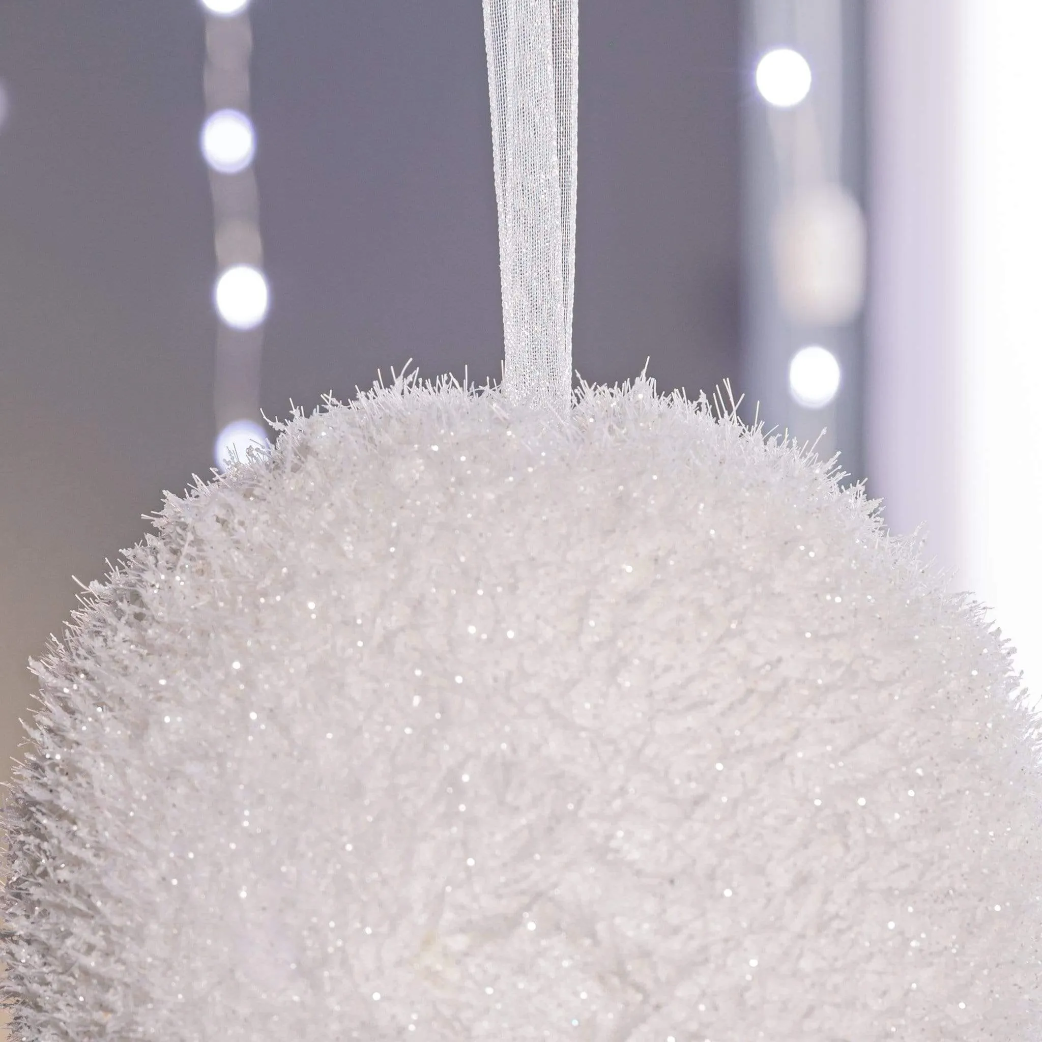 White Frosted Foam Bauble - 10cm