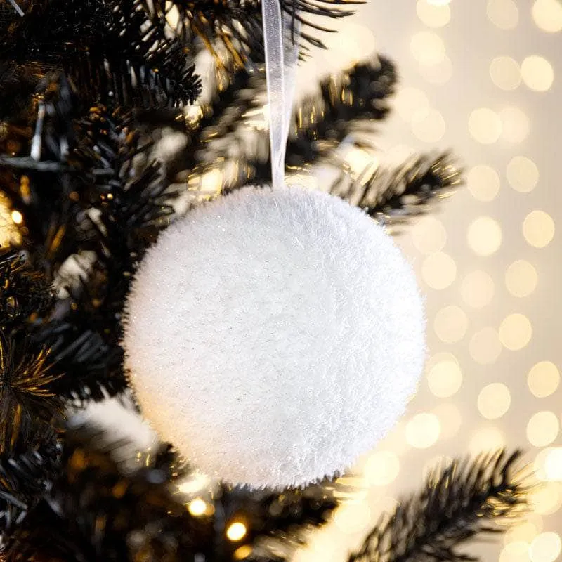 White Frosted Foam Bauble - 10cm