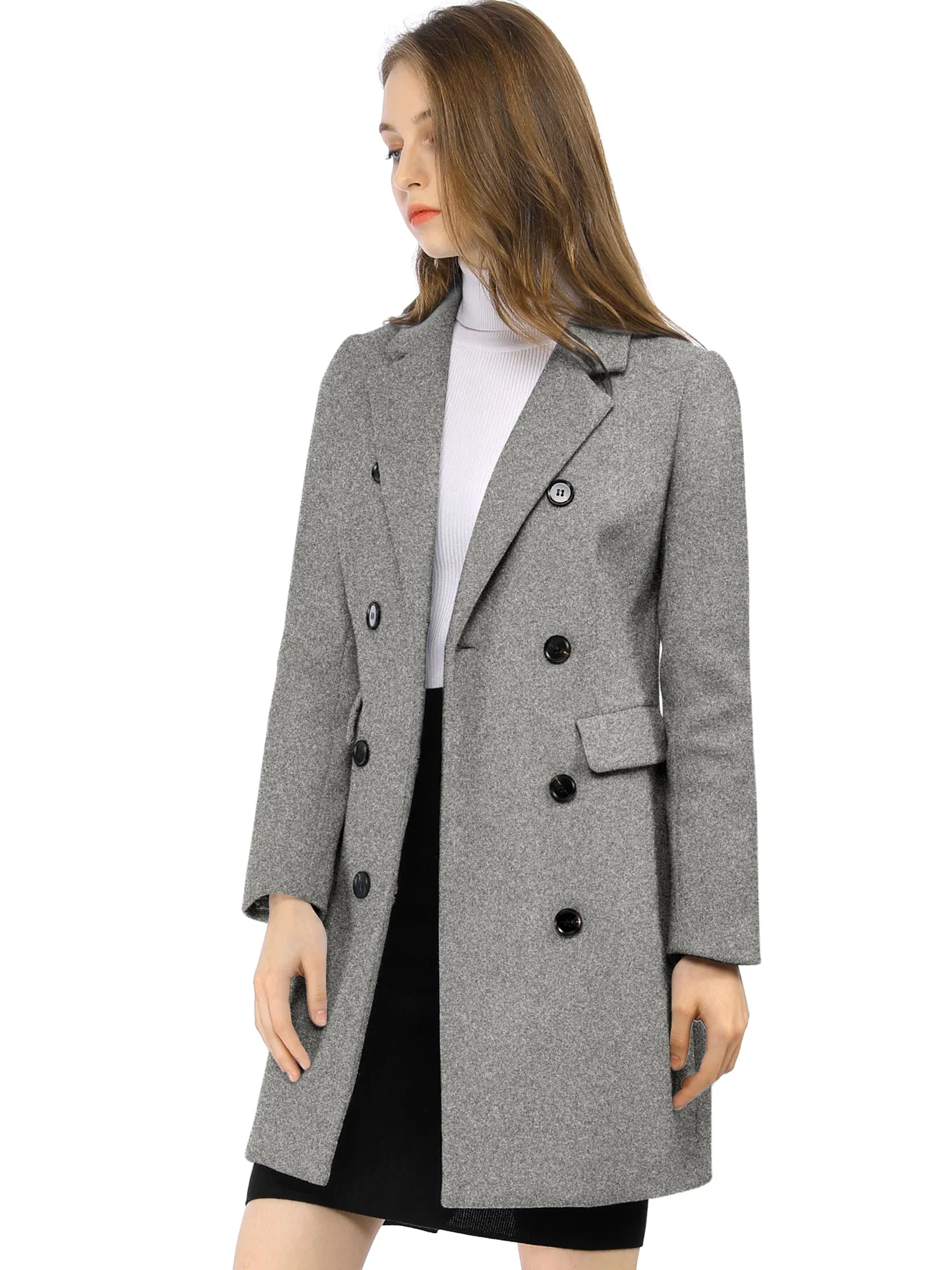 Winter Long Sleeve Notched Lapel Double Breasted Trench Coat