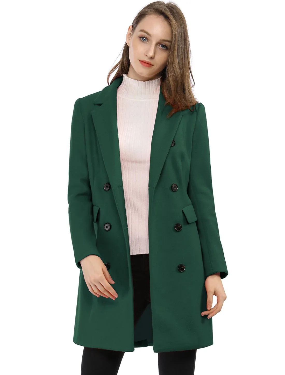 Winter Long Sleeve Notched Lapel Double Breasted Trench Coat