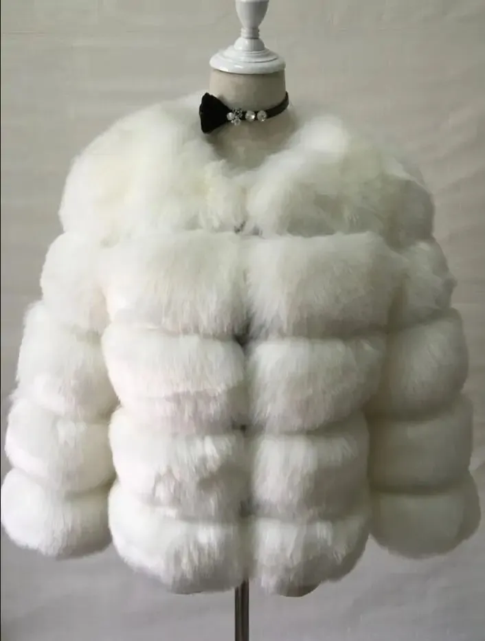 Winter  Women Warm Luxury Fake Fox Fur Coat Short Winter Fur Jacket Outerwear Natural Blue Fox Fur Jacket Outerwear