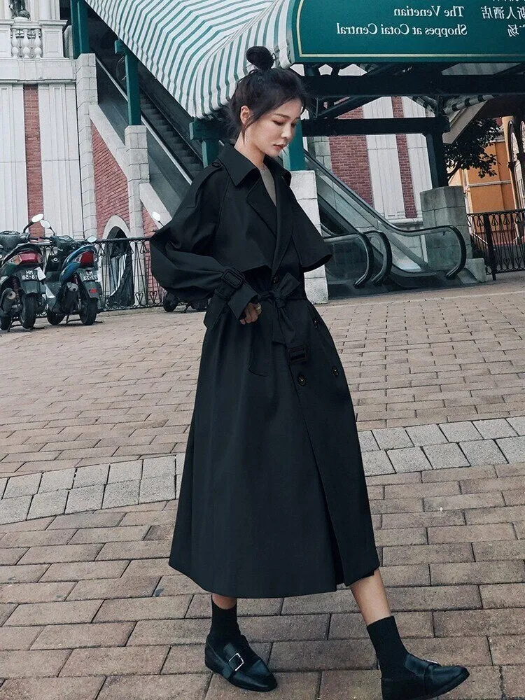 Wjczt Trench Coat for Women 2022 Autumn Winter New Loose Coat Women's Casual Long Windbreaker Clothing Female Coats and Jackets Women