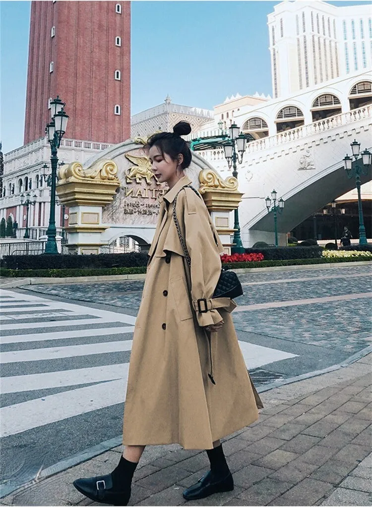 Wjczt Trench Coat for Women 2022 Autumn Winter New Loose Coat Women's Casual Long Windbreaker Clothing Female Coats and Jackets Women