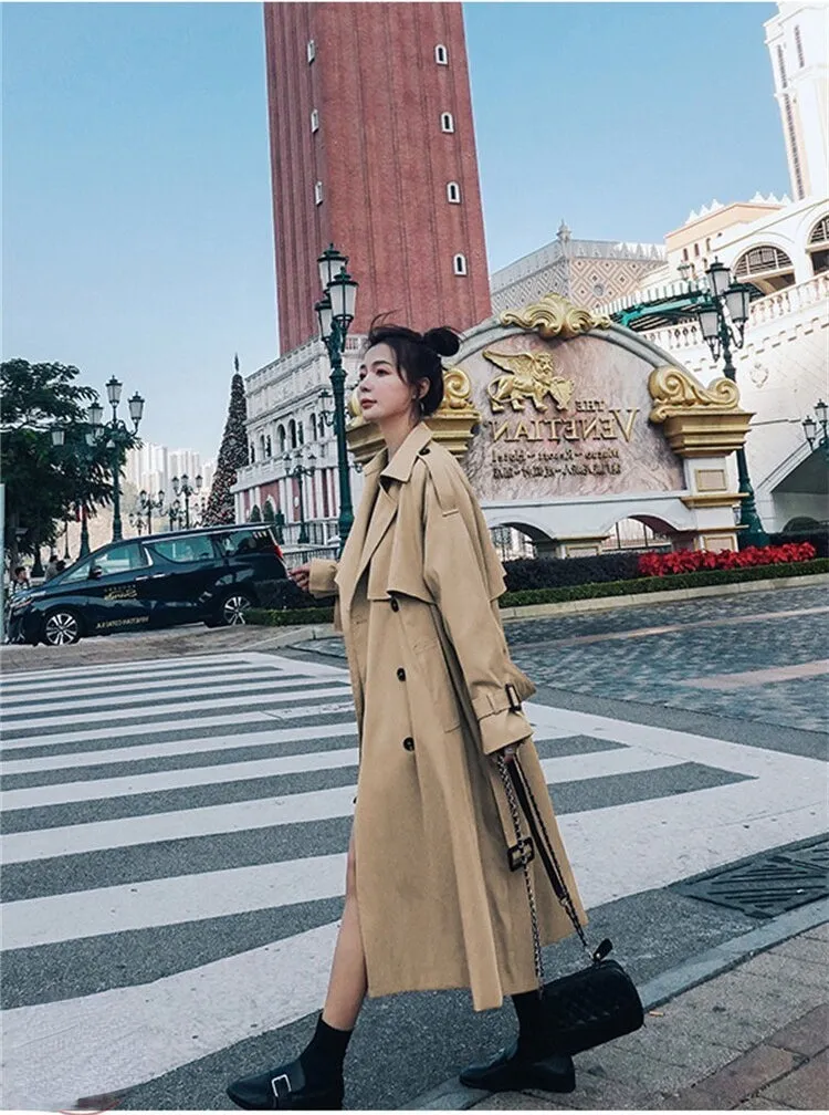 Wjczt Trench Coat for Women 2022 Autumn Winter New Loose Coat Women's Casual Long Windbreaker Clothing Female Coats and Jackets Women