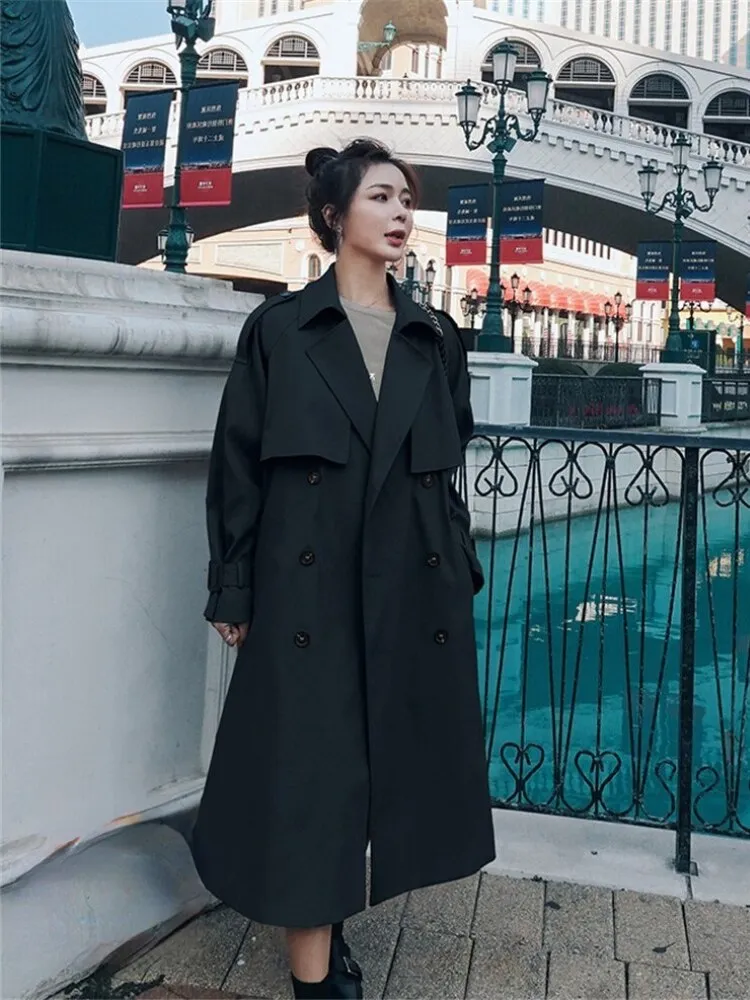 Wjczt Trench Coat for Women 2022 Autumn Winter New Loose Coat Women's Casual Long Windbreaker Clothing Female Coats and Jackets Women