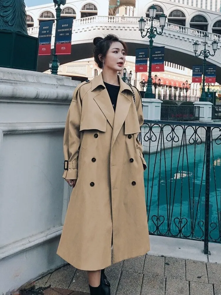 Wjczt Trench Coat for Women 2022 Autumn Winter New Loose Coat Women's Casual Long Windbreaker Clothing Female Coats and Jackets Women