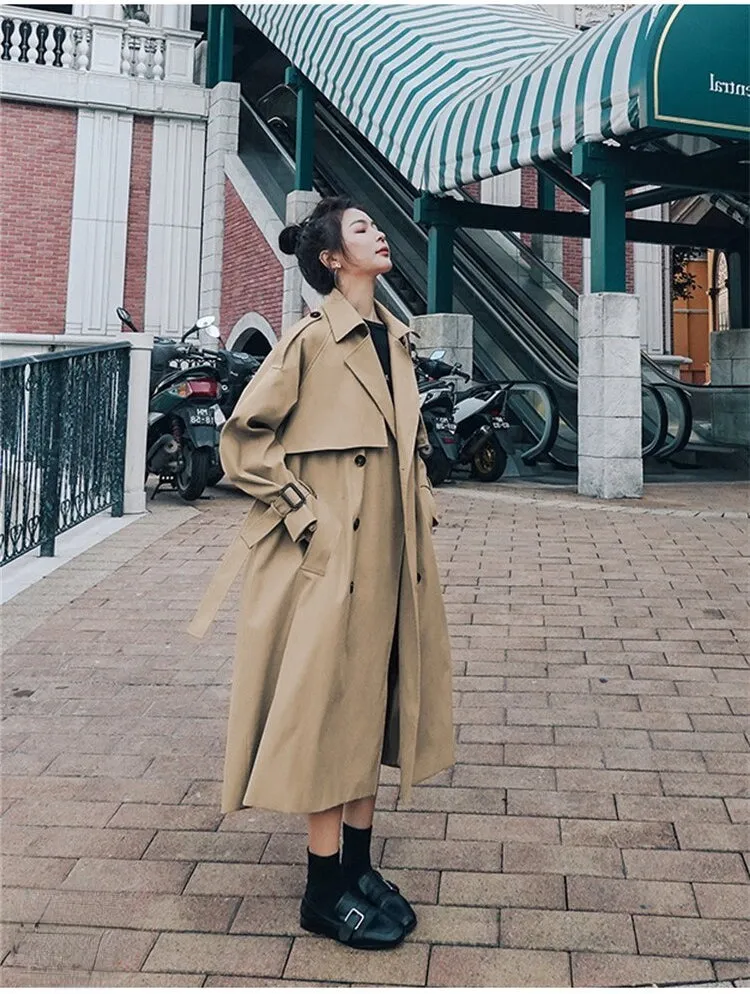 Wjczt Trench Coat for Women 2022 Autumn Winter New Loose Coat Women's Casual Long Windbreaker Clothing Female Coats and Jackets Women