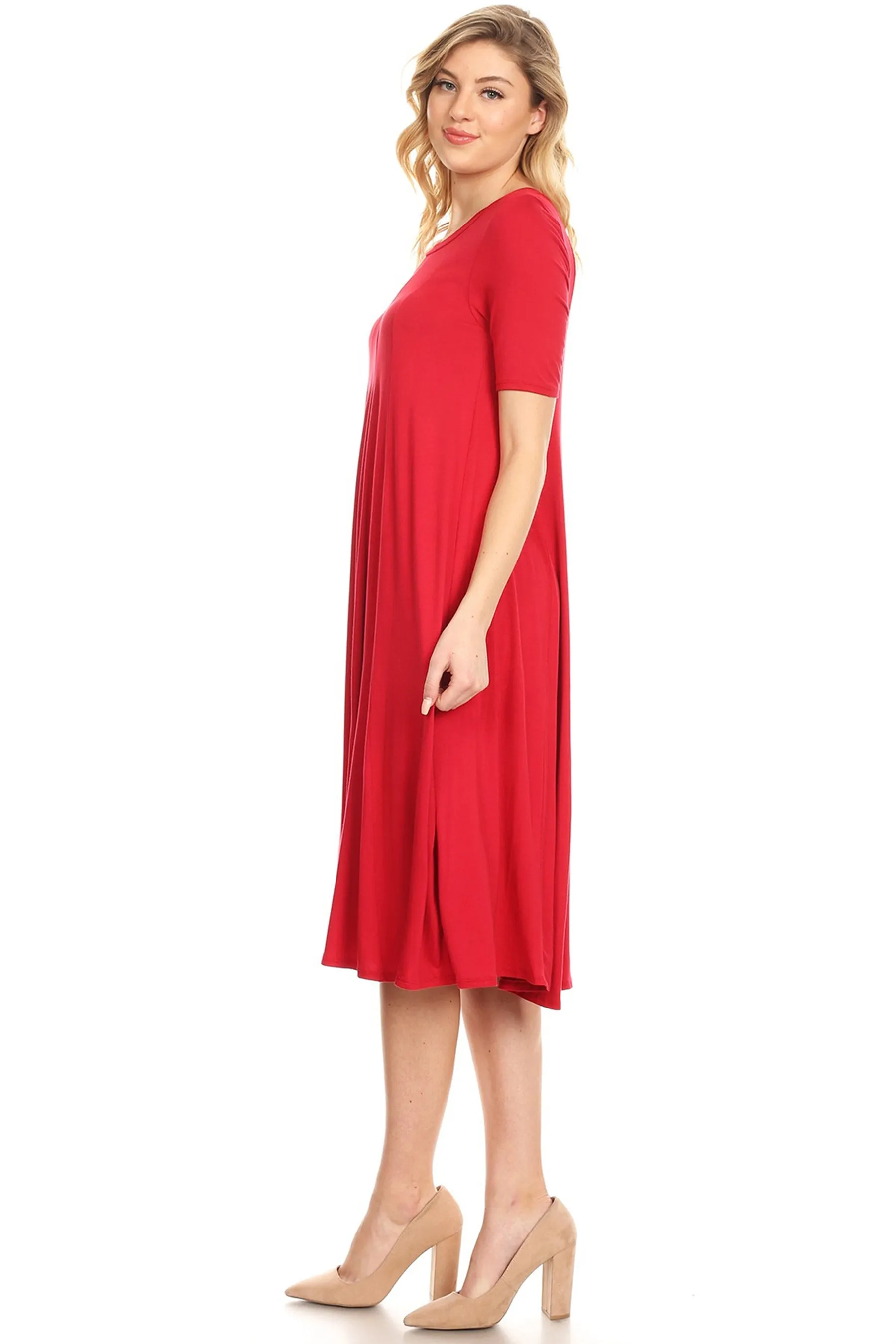 Women's A-Line Short Sleeve Jersey Knit Dress - Comfortable Relaxed Fit (S-3XL)