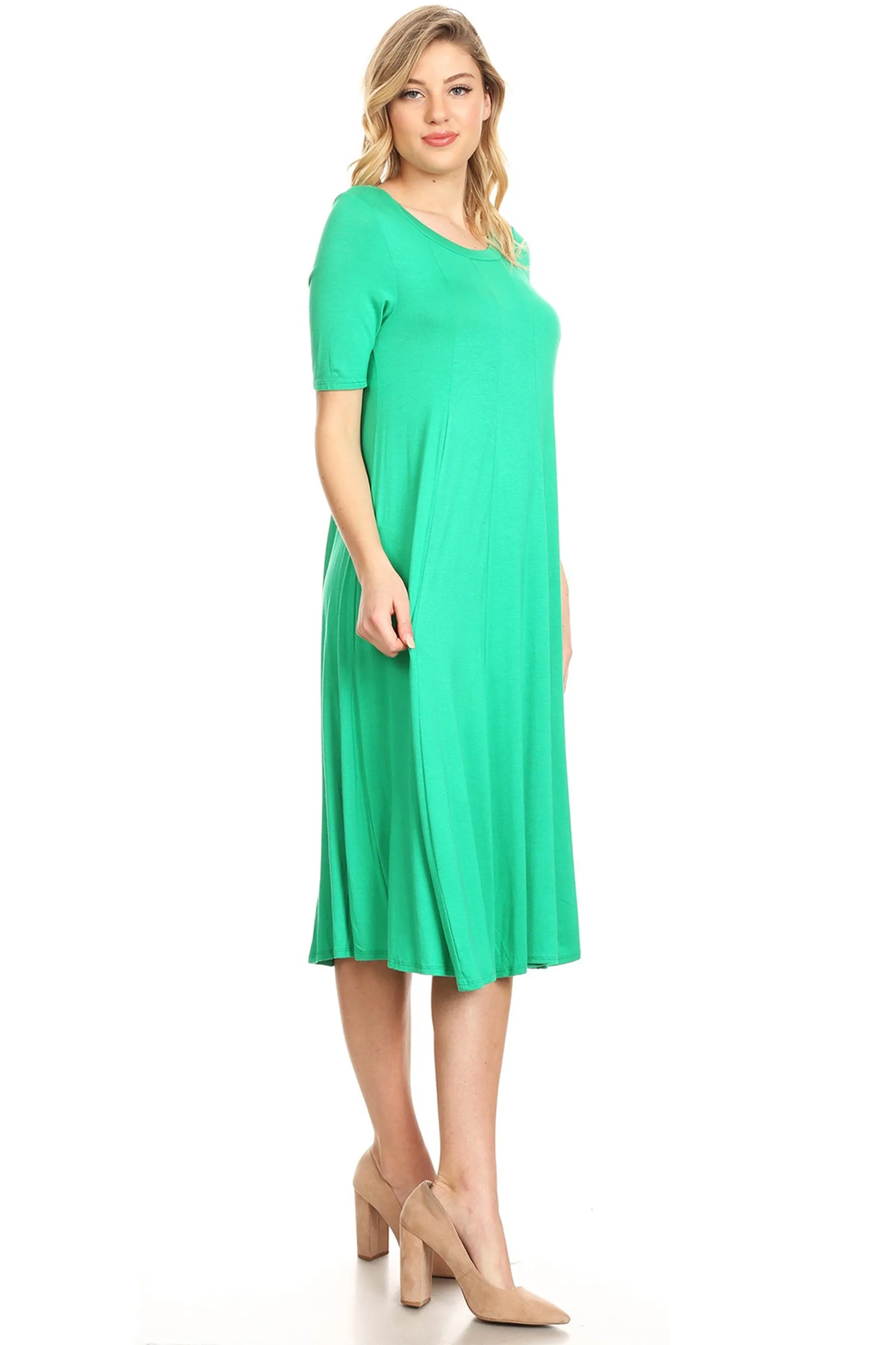 Women's A-Line Short Sleeve Jersey Knit Dress - Comfortable Relaxed Fit (S-3XL)