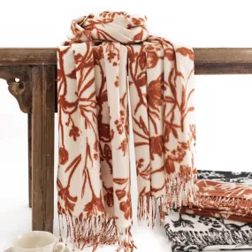 Women's Cream Sweet Flower Botanical Scarf