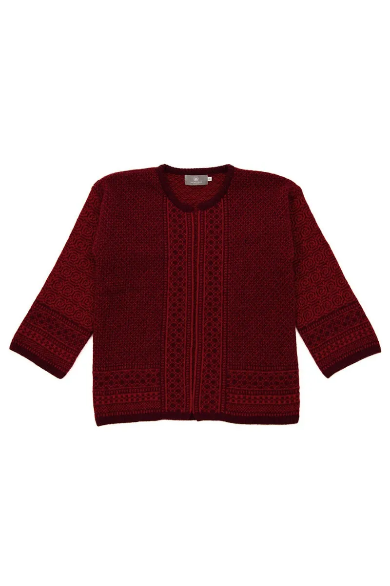 Womens Fair isle Towie Kimono Cardigan / Coatigan - Red