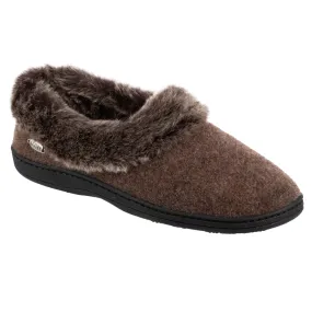 Women's Faux Fur Chinchilla Collar Slipper with Indoor/Outdoor Sole