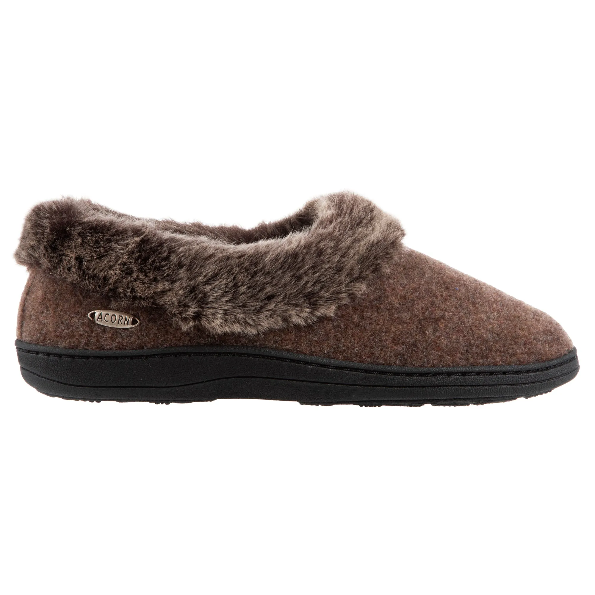 Women's Faux Fur Chinchilla Collar Slipper with Indoor/Outdoor Sole