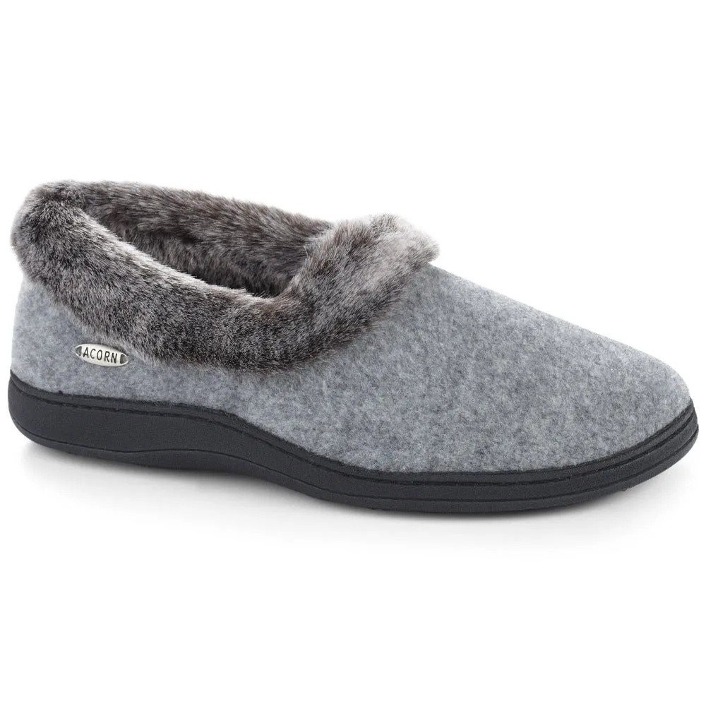 Women's Faux Fur Chinchilla Collar Slipper with Indoor/Outdoor Sole