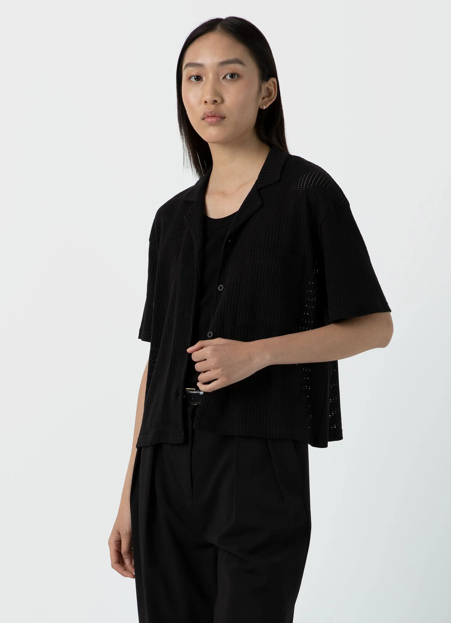 Women's Lace Mesh Shirt in Black