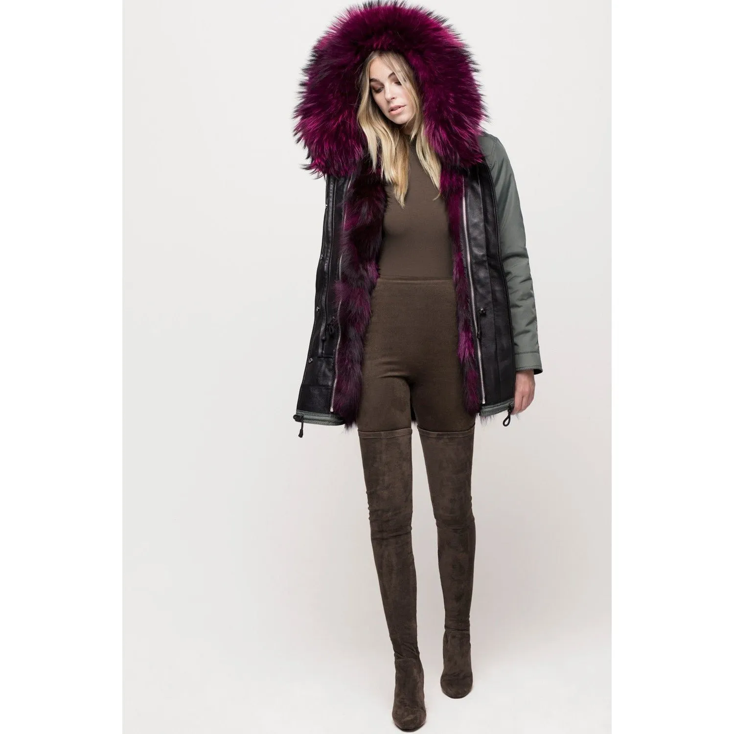 Women's Nicole Benisti Belleville Coat - Military/Magenta