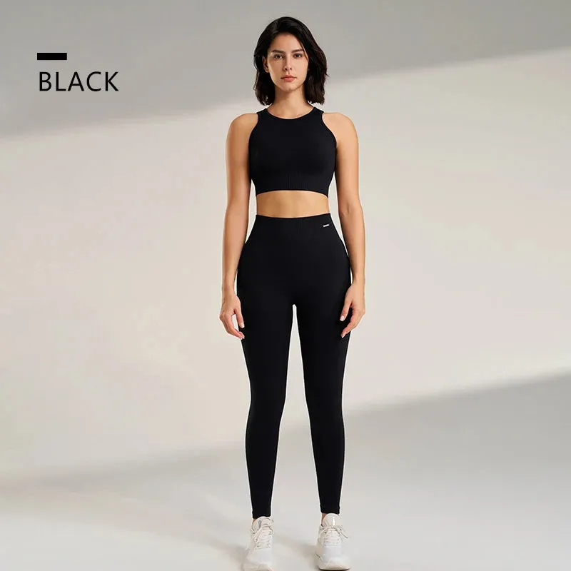 Yoga Clothing Set Women's High Waisted Leggings and Top Two Piece Seamless Fitness Exercise Clothing Fitness Workout Underwear